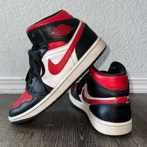 Nike Air Jordan Mids Red, Black, and White High Tops